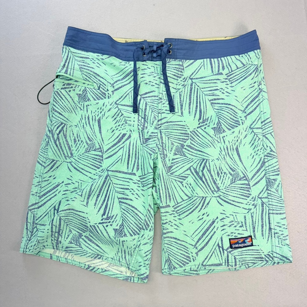 Patagonia Board Shorts Mens 36 Green Palm Print 86543 Lace Up Swim Trunks